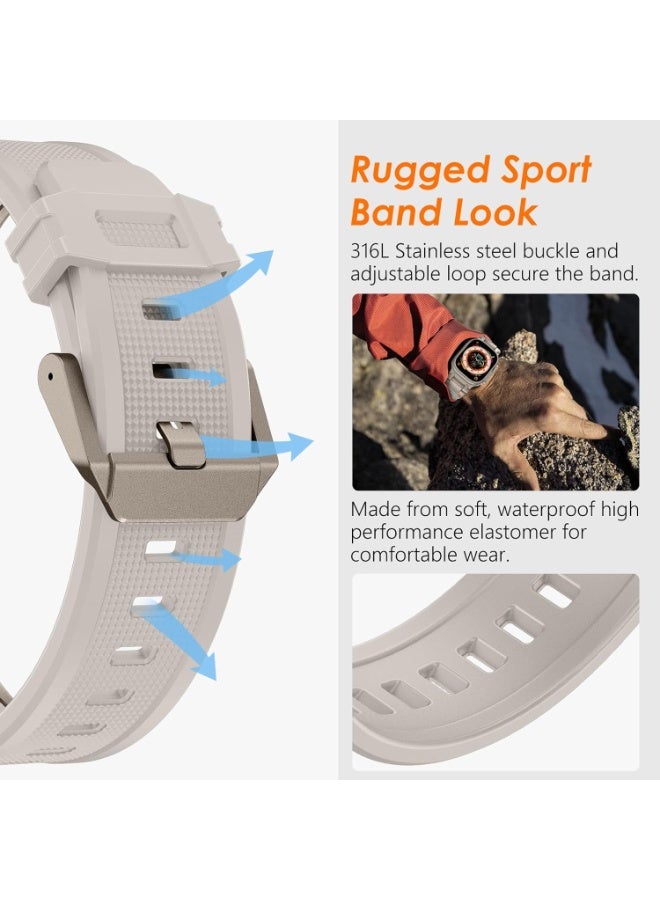 O Ozone (Pack of 2) O Ozone Sports Liquid Silicone Rubber Band with Stainless Steel Adapter for Apple Watch Ultra 1/2 49mm 45mm 44mm 42mm Men, Durable Armor Designed Strap for iWatch Series SE 9 8 7 6 5 4 3- Beige/Green - Image 4