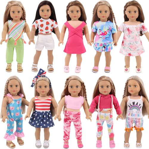 UNICORN ELEMENT 10 Sets American Doll Clothes for 18 Inch Doll Clothes and Accessories Includeding 17 PCS Items Fit for 18 Inch Girl Dolls - Image 1