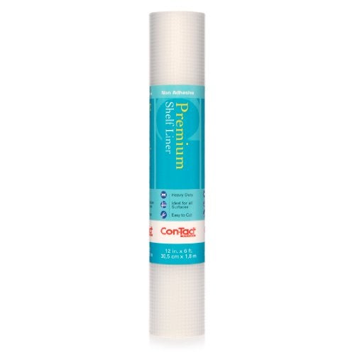 Con-Tact Brand Premium Plus Non-Adhesive Shelf Liner, Heavy Duty and Multi-Functional Drawer Liner, 12" x 6', Woven Clear, Pack of 1 Roll - Image 1