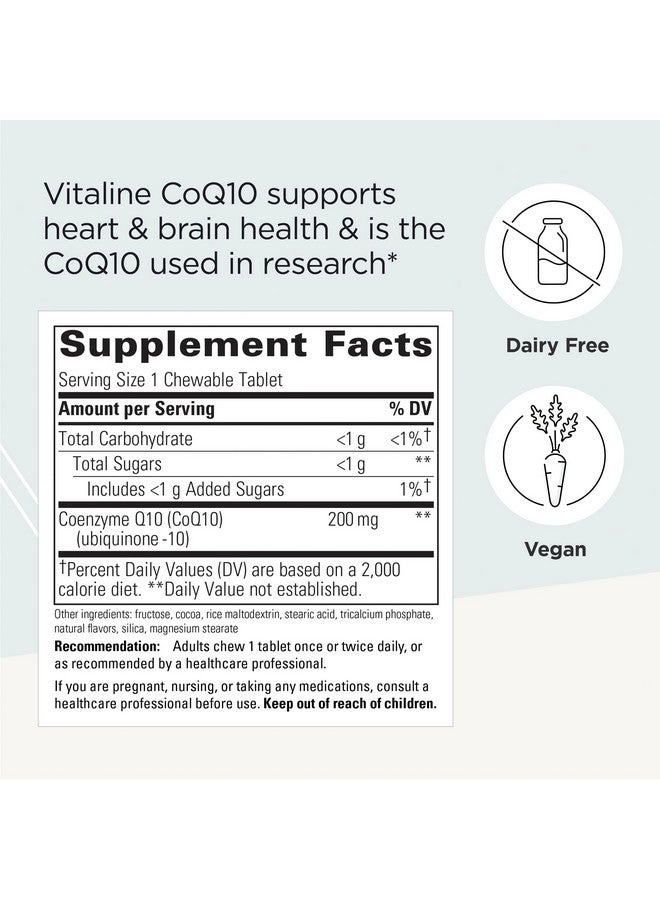 Integrative Therapeutics - Vitaline CoQ10 (200mg) - Supports Heart & Brain Health* - Chocolate Flavored - 30 Chewable Wafers - Image 2