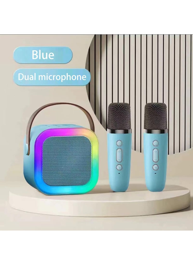 Hihonor Karaoke Machine for Kids, Kids Karaoke Machine Gifts for Girls and Boys Family Party, Kids Karaoke Machine for Girls with 2 Wireless Microphones, Mini Portable Bluetooth Speaker (Blue)  - Image 1