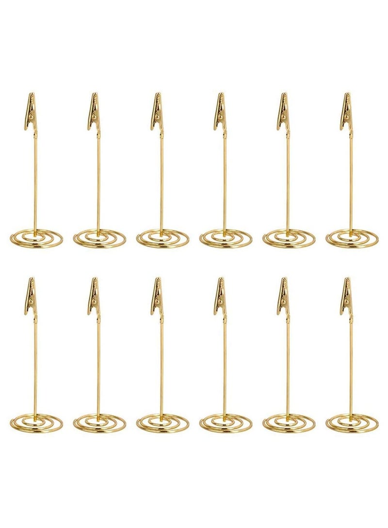 12pcs Place Card Holder Memo Clip Photo Table Number Gold Holder Stand Paper Menu Stand  - Image 1