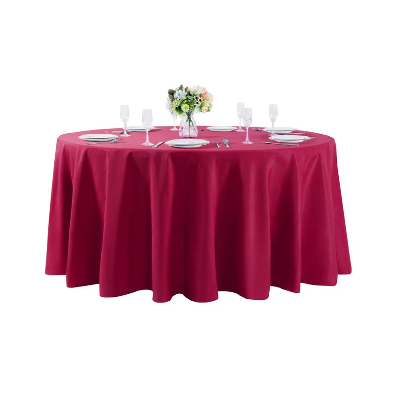 120 inch Round Tablecloth Washable Polyester Table Cloth Decorative Table Cover for Wedding Party Dining Banquet120 inchBurgundy