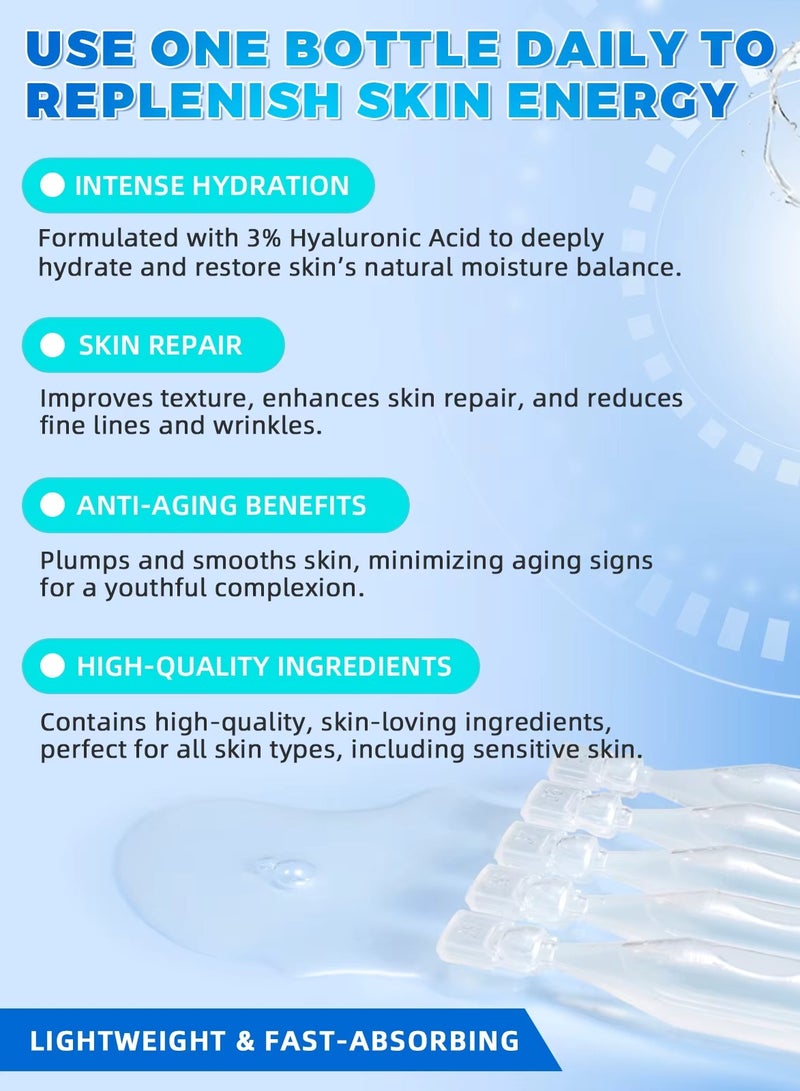 Sefudun 30 قطعة من سيروم حمض الهيالورونيك للوجه زجاجات ترطيب فائقة أنابيب حمض الهيالورونيك ترطيب مكثف شد البشرة وتنعيمها سيروم مضاد للشيخوخة وتألق الوجه - Image 4