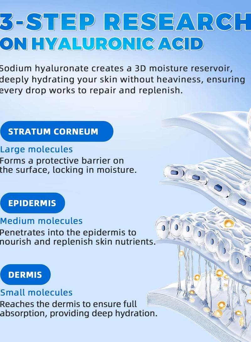 Sefudun 30 قطعة من سيروم حمض الهيالورونيك للوجه زجاجات ترطيب فائقة أنابيب حمض الهيالورونيك ترطيب مكثف شد البشرة وتنعيمها سيروم مضاد للشيخوخة وتألق الوجه - Image 5