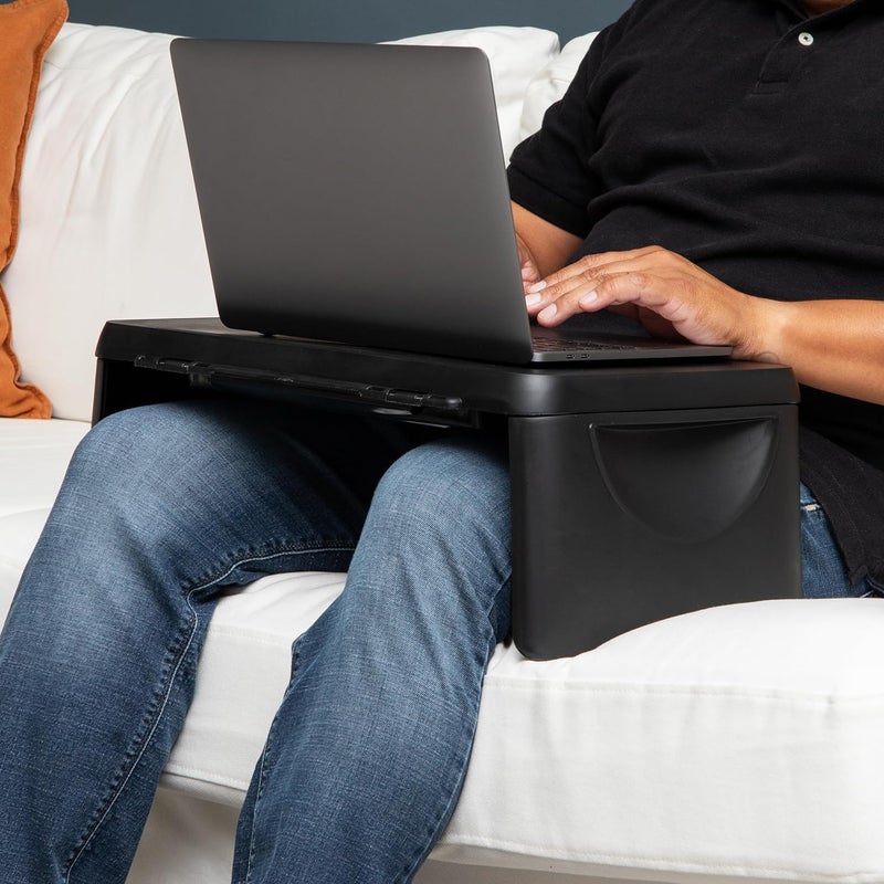 مايند ريدر مكتب حاسوب محمول / حامل لابتوب من ، صينية سرير، أرجل قابلة للطي، محمول، سكن طلابي، بلاستيك، 18.75 بوصة طول × 11.25 بوصة عرض × 7.25 بوصة ارتفاع، أسود - Image 2