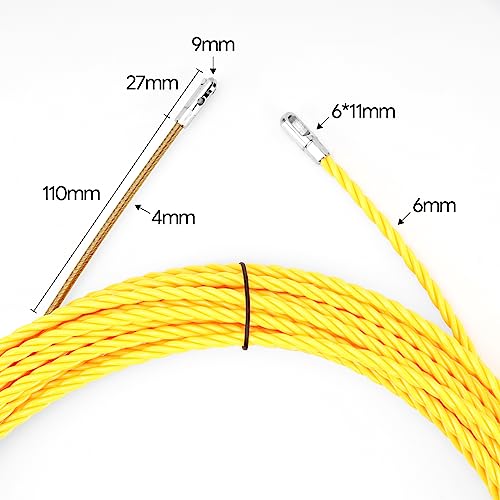 DEPSTECH Fish Tape Wire Puller Through Wall Wire Threader OD 6mm Plus Fish Cable Fastener with Steel Rope Puller Borescope Helper Through Wall 50-Foot (15M) - Image 3