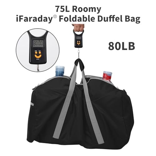 iFARADAY Foldable Duffel Bag 30 inch 75L Large Lightweight Luggage for Travel Camping Storage-Black - Image 5