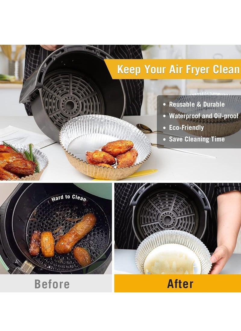 Generic Air Fryer Liners, Air Fryer Parchment Paper Liner, Reusable Oil-Proof Water-Proof Non-Stick Parchment Paper Liners and Aluminium Foil, for Ninja and for Tower Cosori 7.9 Inch  - Image 1