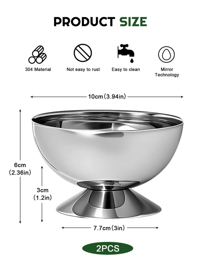 هومار كيت وعاء حلوى من الفولاذ المقاوم للصدأ متعدد الوظائف، كوب آيس كريم أنيق مع ملعقتين، أكواب صغيرة مستديرة للزبادي والفاكهة، مناسب لشاي ما بعد الظهيرة، والحلوى، والوجبات الخفيفة، والمزيد | مقاوم للصدأ، سهل التنظيف، مثالي لجميع المواسم والمناسبات - Image 5