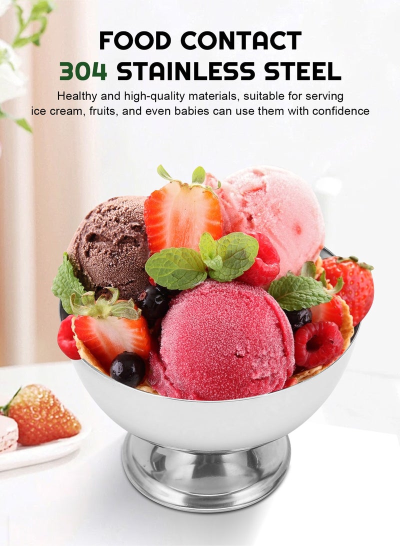 هومار كيت وعاء حلوى من الفولاذ المقاوم للصدأ متعدد الوظائف، كوب آيس كريم أنيق مع ملعقتين، أكواب صغيرة مستديرة للزبادي والفاكهة، مناسب لشاي ما بعد الظهيرة، والحلوى، والوجبات الخفيفة، والمزيد | مقاوم للصدأ، سهل التنظيف، مثالي لجميع المواسم والمناسبات - Image 2
