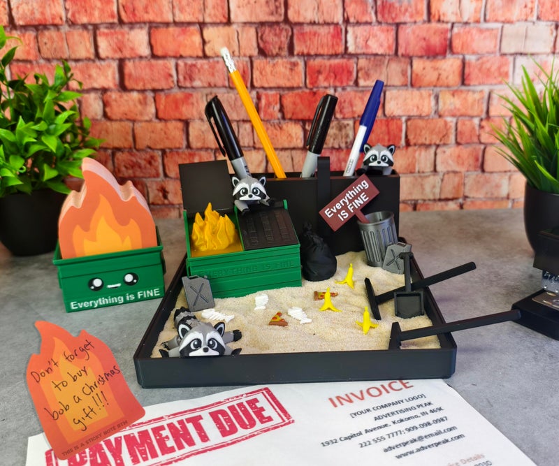 Munnygrubbers Deluxe Dumpster Fire Zen Garden Made in USA Large 7 x 7 Fine Sand Included Desk Accessory Box Garden Funny Novelty Gift Fidget Stress Relief - Image 3