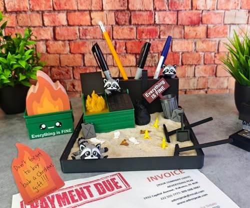 Munnygrubbers Deluxe Dumpster Fire Zen Garden Made in USA Large 7 x 7 Fine Sand Included Desk Accessory Box Garden Funny Novelty Gift Fidget Stress Relief - Image 1