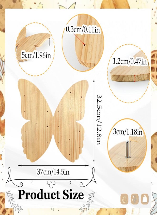WOPARTY Natural Wood Butterfly Shaped Cake Pop Stand with 24 Holes, 50 Paper Sticks, Display Holder for Party and Family Gatherings, 14.7inch x 12.6inch - Image 2