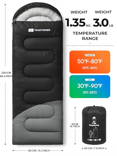 TANSTRIDER Sleeping Bags for Adults Warm Weather3lb Backpacking Compact Lightweight Camping Sleeping Bag with Compression Sack for KidsCamping Essentials Gear for HikingTravelClimbOutdoor Indoor - Image 3