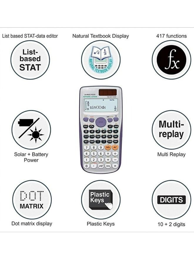 99LAB FX-991ES Plus Dot Matrix Scientific Calculator Silver  - Image 5