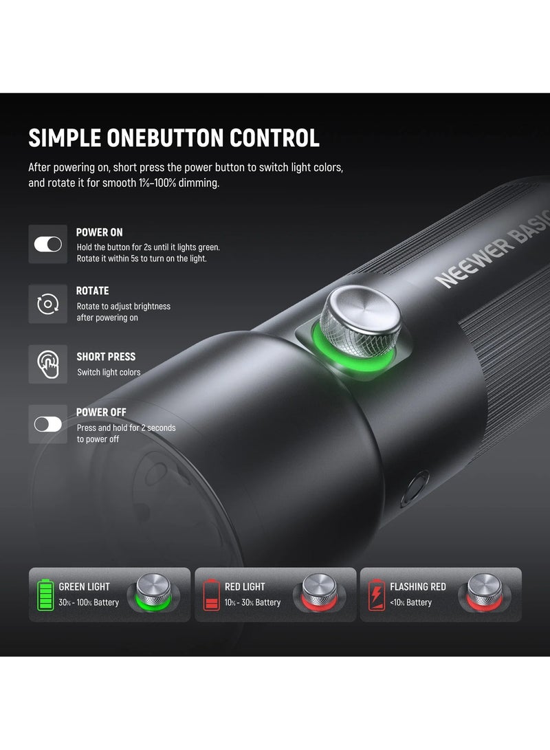 Neewer Basics FL10 10W LED Photography Flashlight | Compact Handheld Fill Light for Studio & Outdoor Shooting silver - Image 5