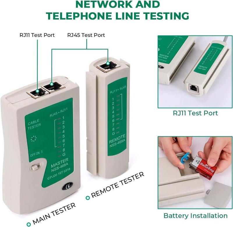 MIKUL Network Tool Kits Professional Net Computer Maintenance LAN Cable Tester Repair Tools 8P8C 4P4C 6P6C Connectors RJ45 RJ11 Cat5 Cat6 Cable Tester Screwdriver Network Cable Crimper - Image 2