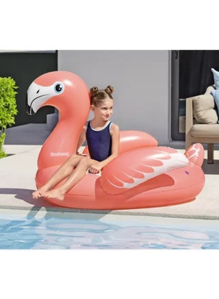 Bestway, Inflatable Fancy Flamingo Ride-On Pool Float Kids Flamingo Float Water Toy with Handles Durable Summer Pool Beach Ride Float with Repair Patch, 54x42 Inch - view 4
