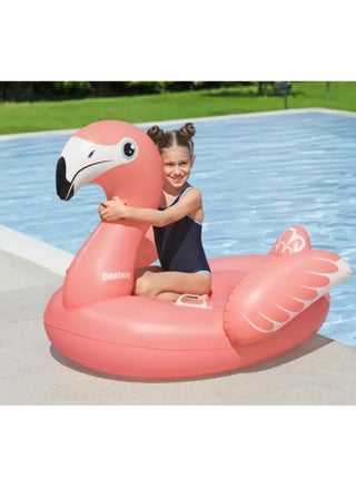 Bestway, Inflatable Fancy Flamingo Ride-On Pool Float Kids Flamingo Float Water Toy with Handles Durable Summer Pool Beach Ride Float with Repair Patch, 54x42 Inch - view 5