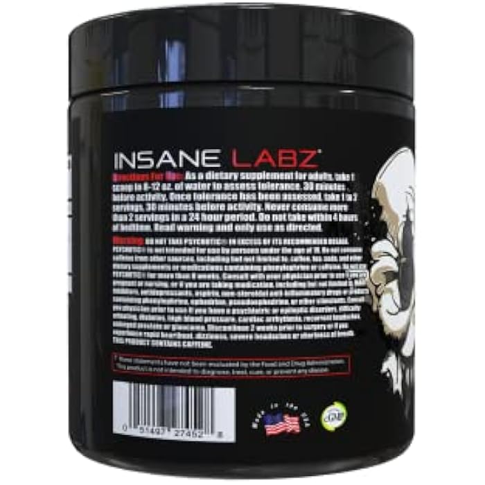 Insane Labz Psychotic Black Edition Mid Stimulant Pre Workout Powder, Energy Focus Pumps, Loaded with Creatine Beta Alanine Taurine Fueled by AMPiberry, 35 Servings (Gummy Candy) - Image 2