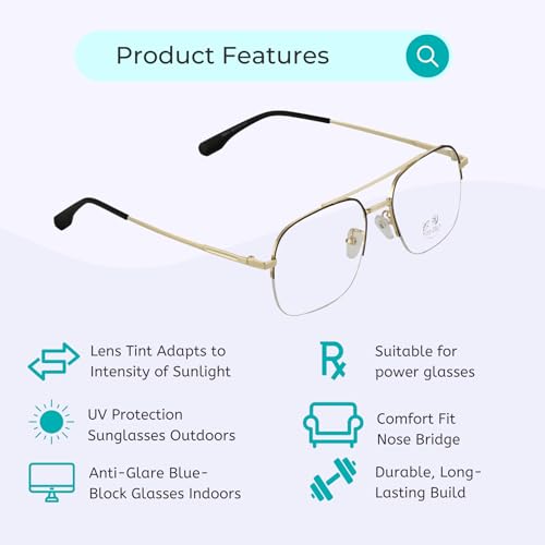 Vast® 24 By 7 Glasses for Men & Women – Photochromic Sunglasses with UV Protection | Stylish Transparent Goggles for Driving, Biking & Sports | Non-Polarized Cooling Glasses - Image 3