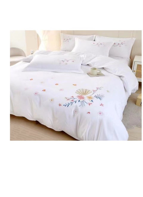 Microfiber Embroidered Soft Quality Comforter Bedding set-King Size 6Pcs 1-PC fitted bedsheet 200 * 200cm,1-PCS Comforter 220 * 240 fixed, 4PCS Super Soft Pillowcases