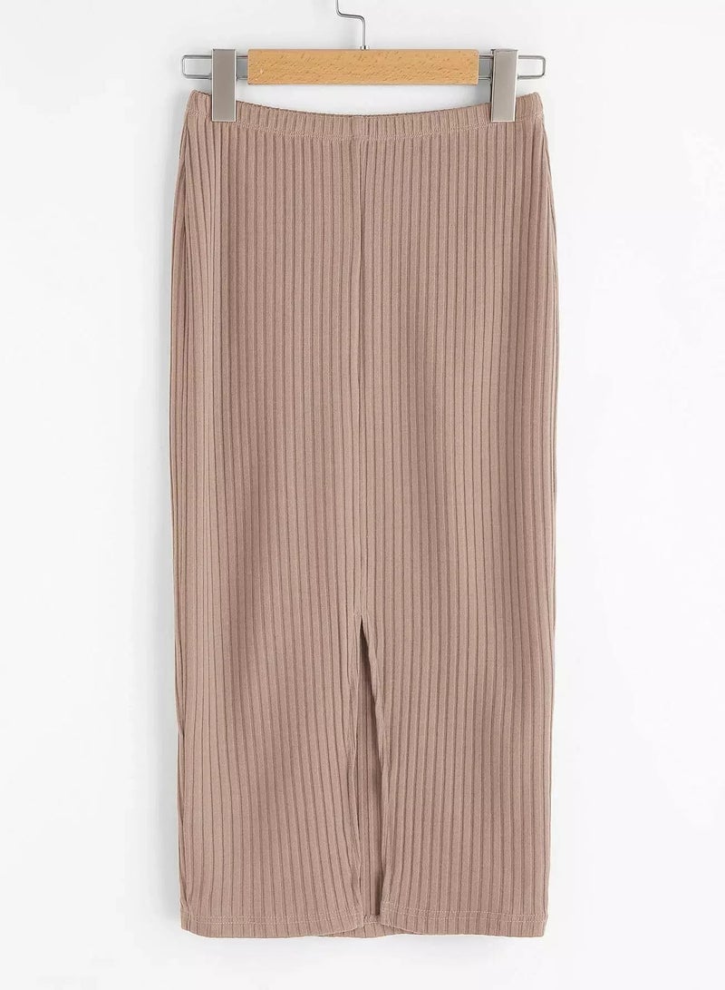 Split Back Ribbed Knit Skirt  - Image 2