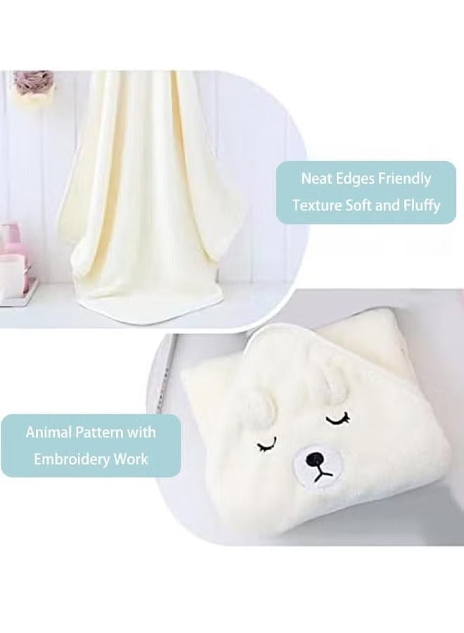 oldlaiben Baby Hooded Towel, Bath for Boys or Girls, Absorbent Large Baby Towel, Washcloth Set with Cute Design, Shower Towel Gift for Newborns, Infants and Toddlers, White - Image 3