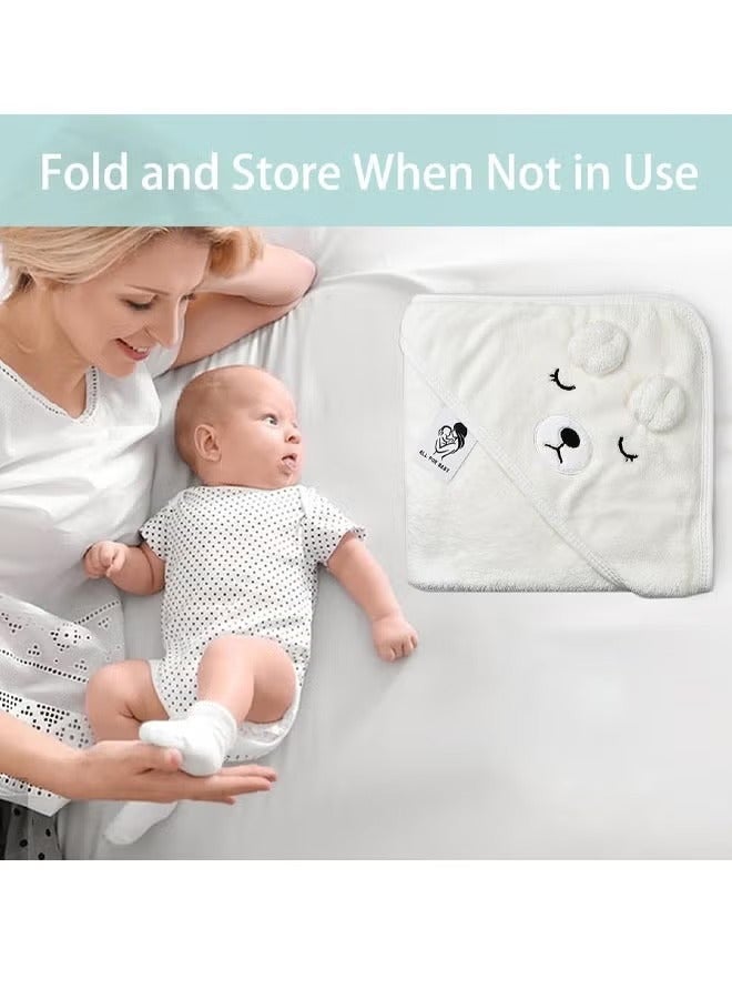 oldlaiben Baby Hooded Towel, Bath for Boys or Girls, Absorbent Large Baby Towel, Washcloth Set with Cute Design, Shower Towel Gift for Newborns, Infants and Toddlers, White - Image 4