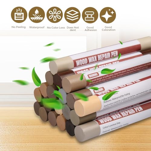 Uxney Wood Filler Sticks，20 Colors Wood Repair Wax Crayons Furniture Markers Touch up for Repairing Scratches, Scuffs, Cracks, Dings and Holes in Wood Floors, Cabinets, Furniture (Technicolor Series) - Image 5