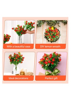 KASTWAVE 5Pcs Orange Pomegranate Decor Artificial Pomegranate Branches Autumn Decor Simulation Pomegranate for Kitchen Table Centerpieces Table Party Farmhouse Garden Indoor Props(12.6 x 7.1in)  - Image 4