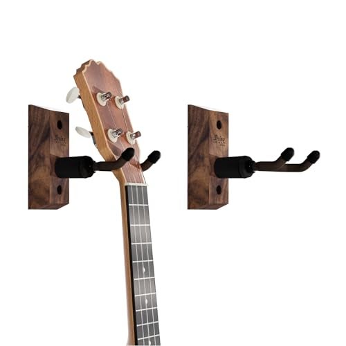 String Swing Ukulele Wall Mount Stand for Mandolin Uke Concert Pineapple Soprano Tenor and Baritone Compatible Case Alternative Kit for Home or Studio – Black Walnut Hardwood (2 Pack) - Image 1