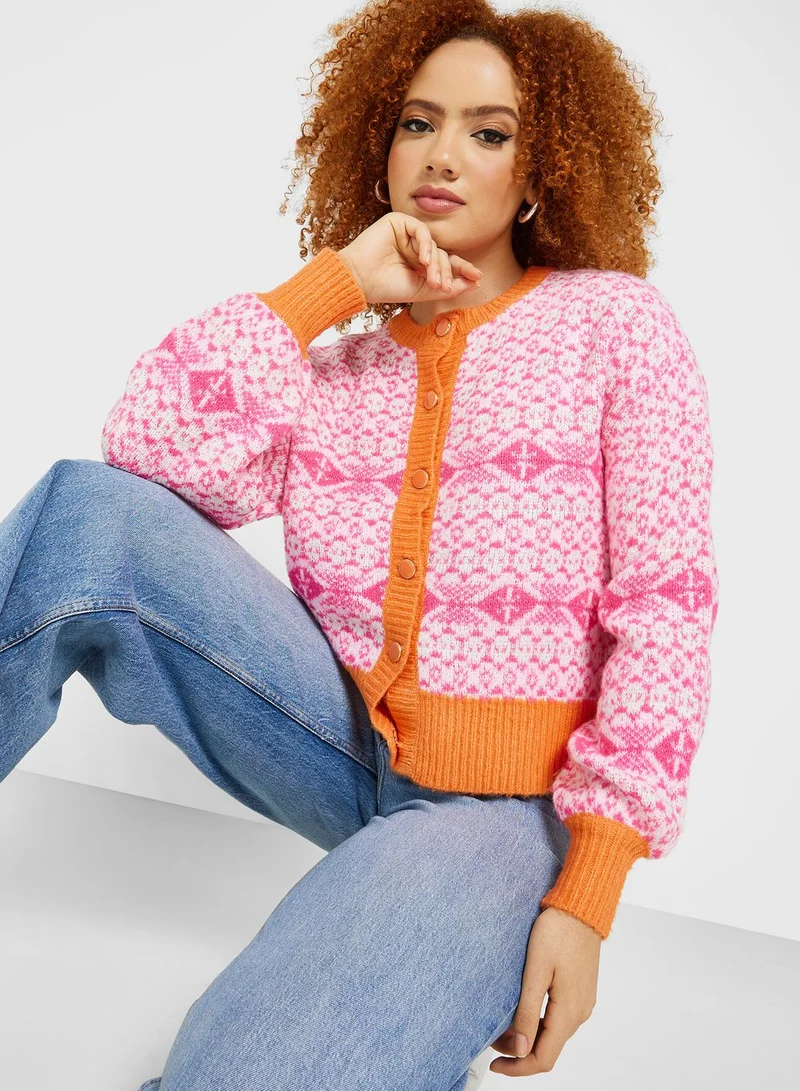 ONLY Printed Puff Sleeve Cardigan