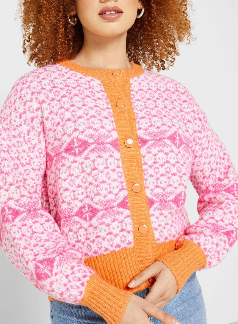 ONLY Printed Puff Sleeve Cardigan