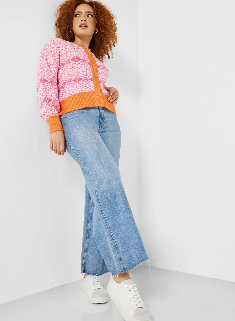 ONLY Printed Puff Sleeve Cardigan