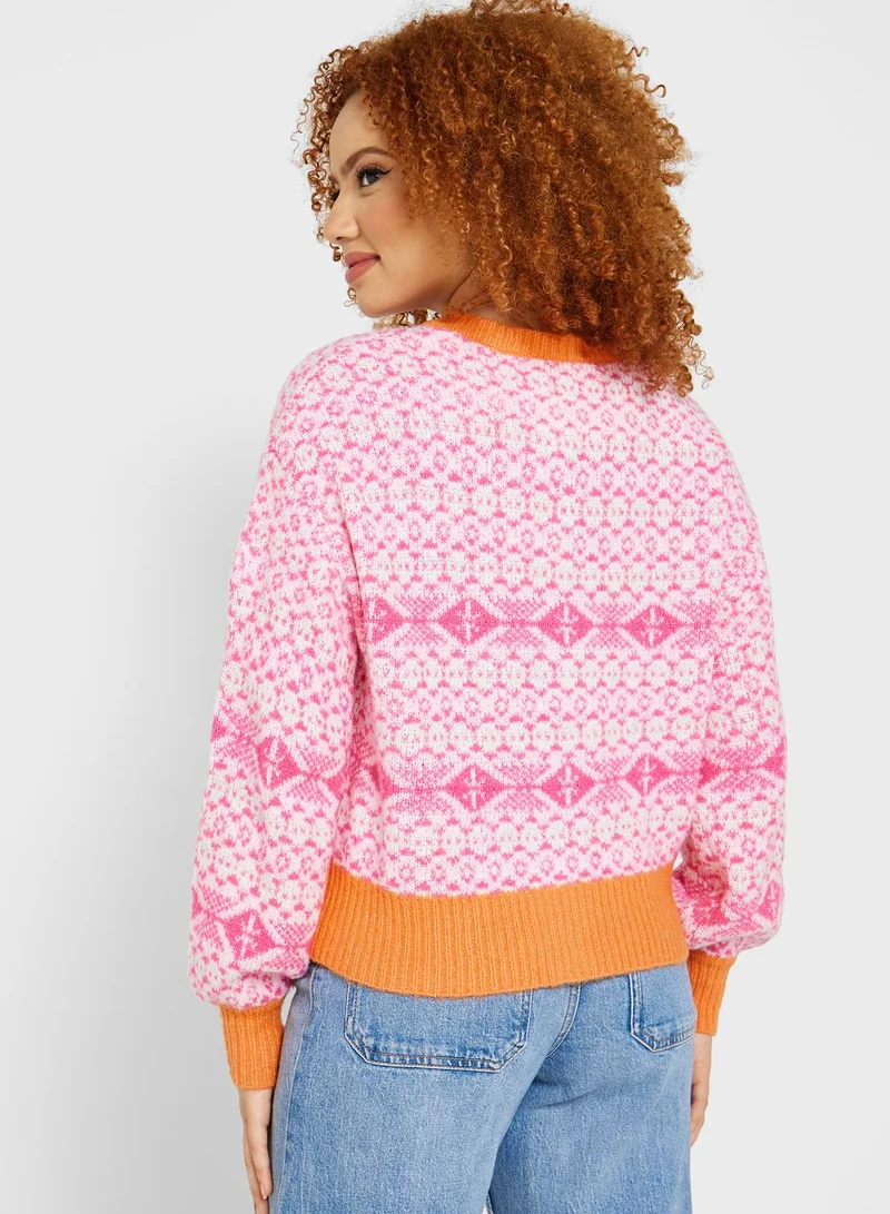 ONLY Printed Puff Sleeve Cardigan
