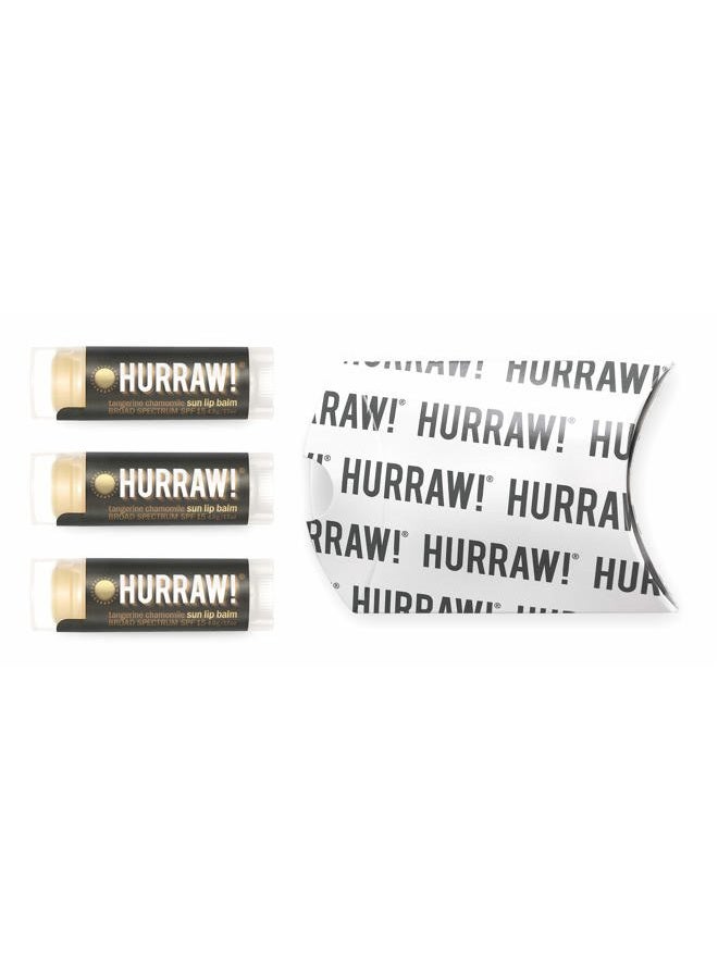 Hurraw! Sun Lip Balm (Zinc Oxide Protection, Broad Spectrum SPF 15, Tangerine, Chamomile), 3 Pack: Organic, Certified Vegan, Gluten Free. Non-GMO, All-Natural. Bee, Shea, Soy & Palm Free. Made in USA - Image 2