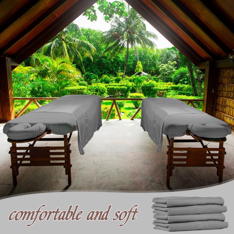 Oudain 4 Sets Soft Microfiber Massage Table Sheets Set Bulk 3 Piece Set Includes Massage Flat Sheet and Fitted Sheet and Massage Face Rest Cover(Cool Grey) - Image 3