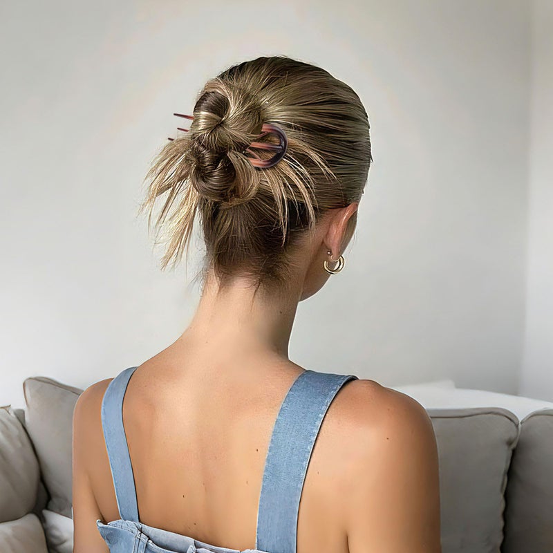 CHLINS 6 PCS French Hair Pins for Women - Large U-Shaped Hair Forks with Internal Teeth, Strong Hold for Thick & Thin Hair, Effortless French Twists, Updos, Buns & Chignons, Hairstyle Accessories - Image 5