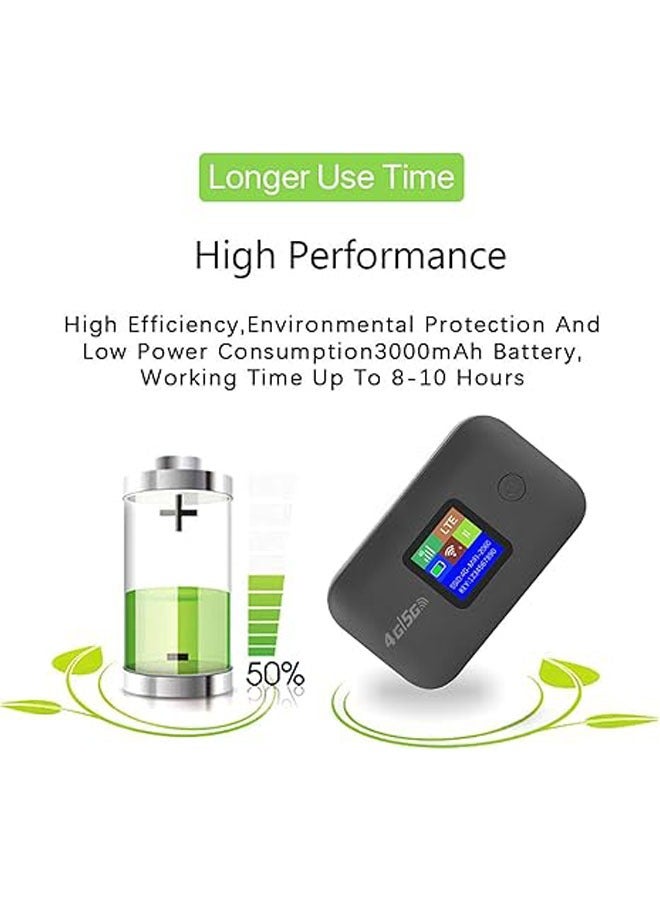 عام راوتر محمول 4G LTE، يدعم بشكل ثابت من 8 إلى 10 مستخدمين، بطارية 3000 مللي أمبير، نقطة اتصال سريعة وخفيفة مع فتحة لبطاقة SIM للسفر (الإصدار الآسيوي: 1.3.5.8.38.39.40.41). - Image 5