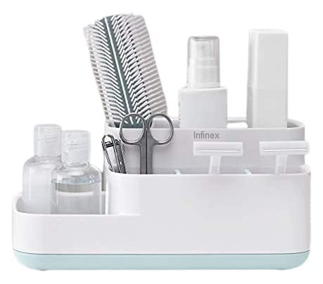 Infinex Plastic 5 Multipurpose Storage Holder Stand For Bathroom Toothbrush Tongue Cleaner Soap Comb Razor Shaving Kit And Toiletries Cosmetics Organizer - Image 1