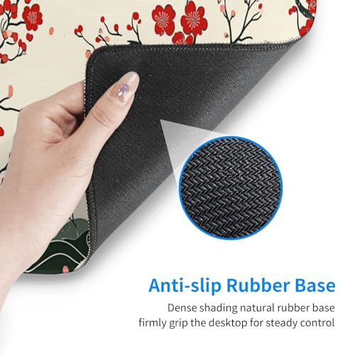 AQQA Japanese Desk Mat, Cherry Blossom Waves Large Gaming Mouse Pad, XL Anime Gaming Keyboard Mat Non-Slip Rubber Base Mousepad Desk Decor for Women Home Office, 31.5”x15.7” - Image 4