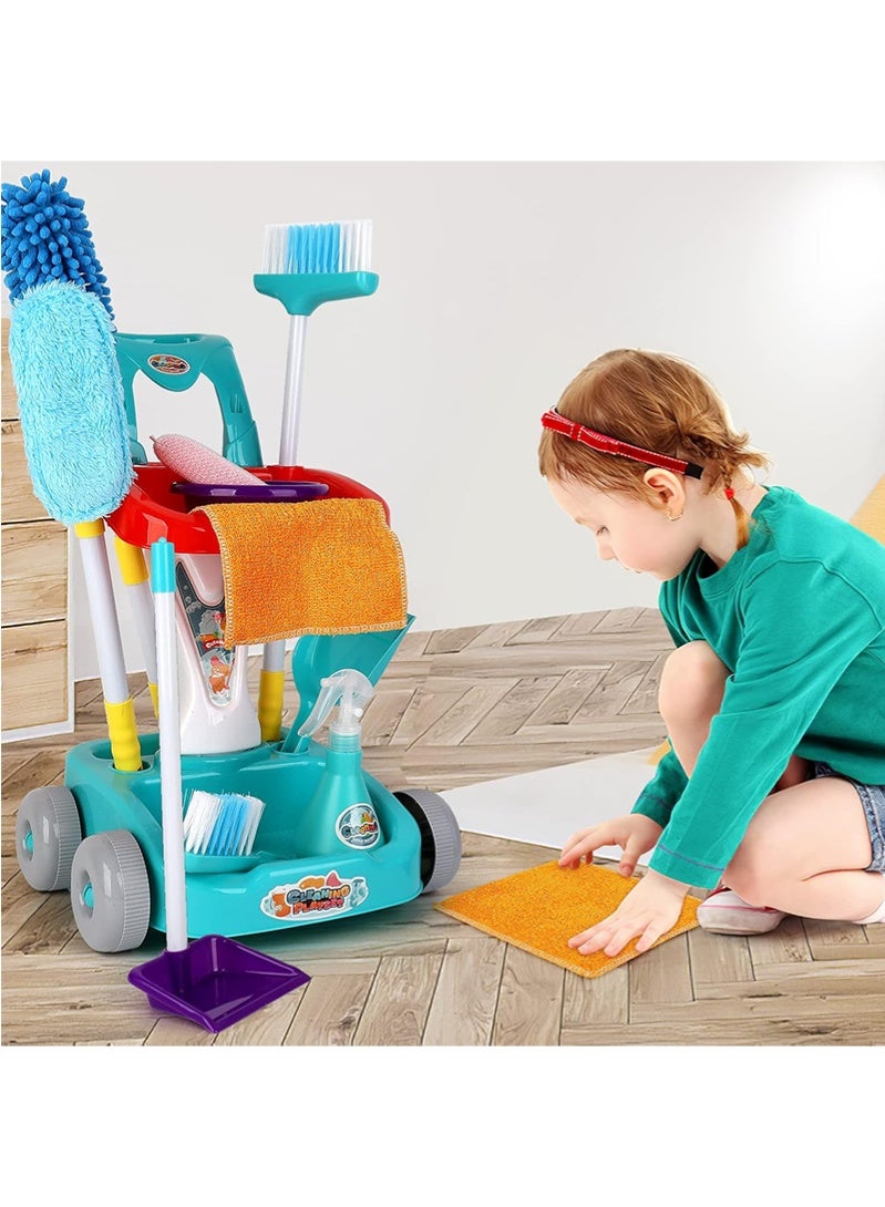 Topyich 22 PCS Kids Cleaning Set, Pretend Play Housekeeping Cart with Broom, Mop, Spray Bottle and More, Cleaning Supplies Toys for Baby Toddlers 1-3 Years Old - Image 5
