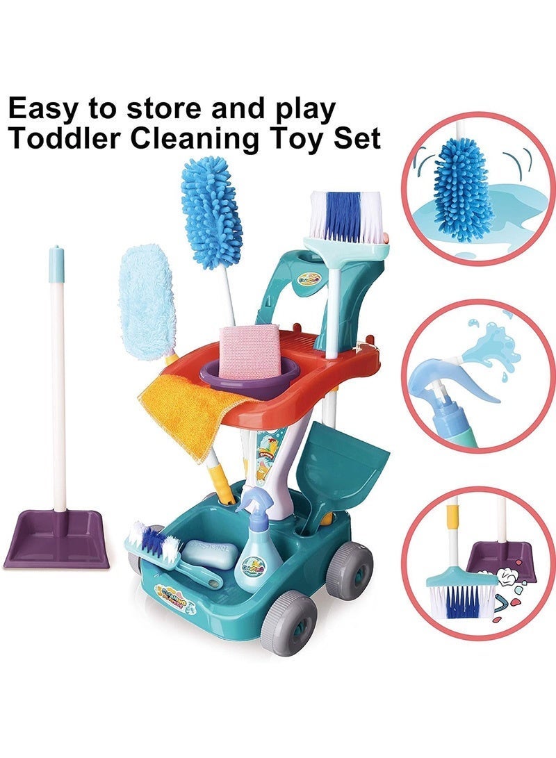 Topyich 22 PCS Kids Cleaning Set, Pretend Play Housekeeping Cart with Broom, Mop, Spray Bottle and More, Cleaning Supplies Toys for Baby Toddlers 3+ Years Old - Image 3