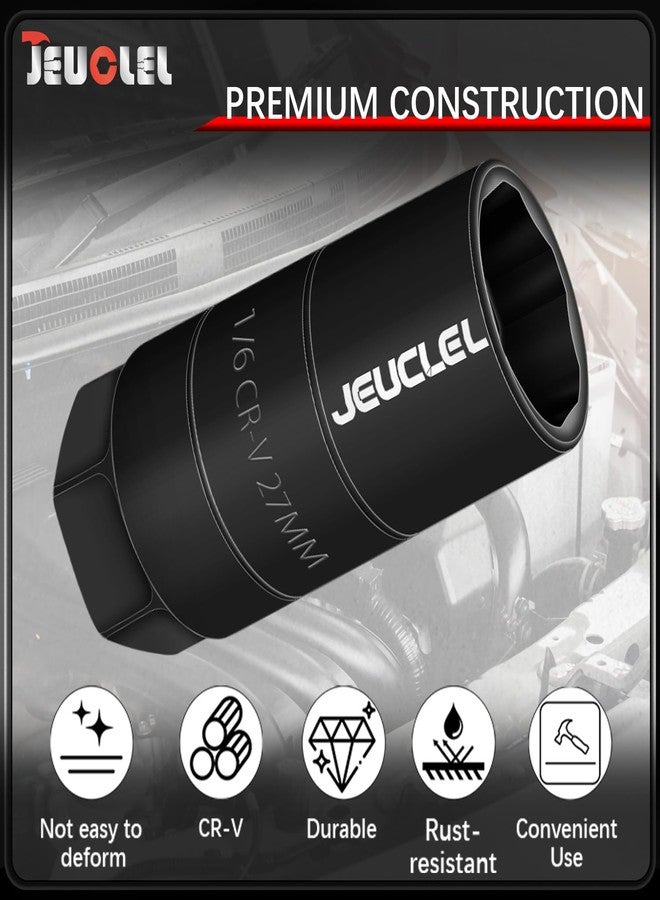 JEUCLEL مقبس مفتاح مستشعر ضغط الزيت من JEUCLEL، مقاس خاص 1-1/16 بوصة، محرك 3/8 بوصة أو مفتاح سداسي 1 1/8 بوصة لإزالة وتركيب وحدة إرسال الزيت بسرعة، مفتاح إزالة عالمي (أسود) - Image 2