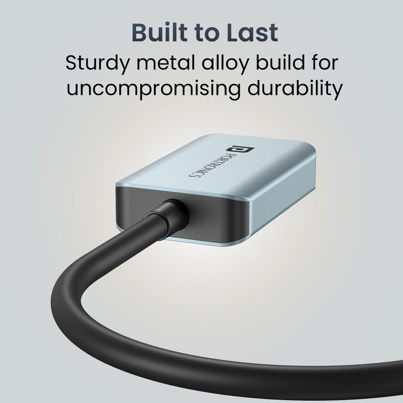 Portronics Mport X Type-C to HDMI Adapter with 4K @ 60 Hz Ultra HD Resolution, USB-C Dock Plug, Aluminium Alloy Body, from Laptop, Mac, Smartphone, Tablet to Monitor, TV, Projector (Grey) - Image 5