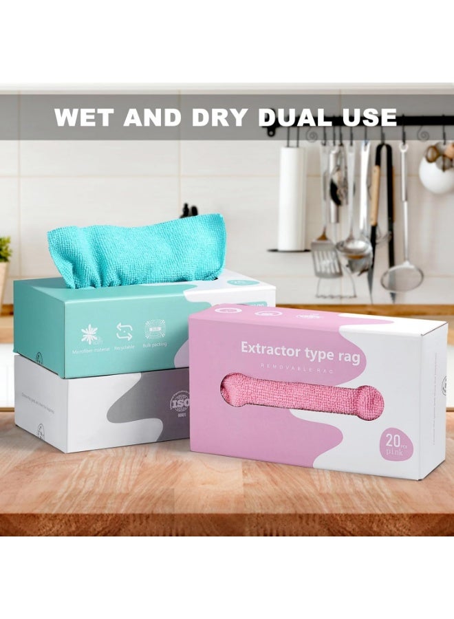 Meetion Microfiber Rags in A Box [1 Pack 20 Count] Cleaning Cloths Reusable Lint Free Strong Water and Oil Absorption [Assorted Colors - Package May Vary] - Image 5