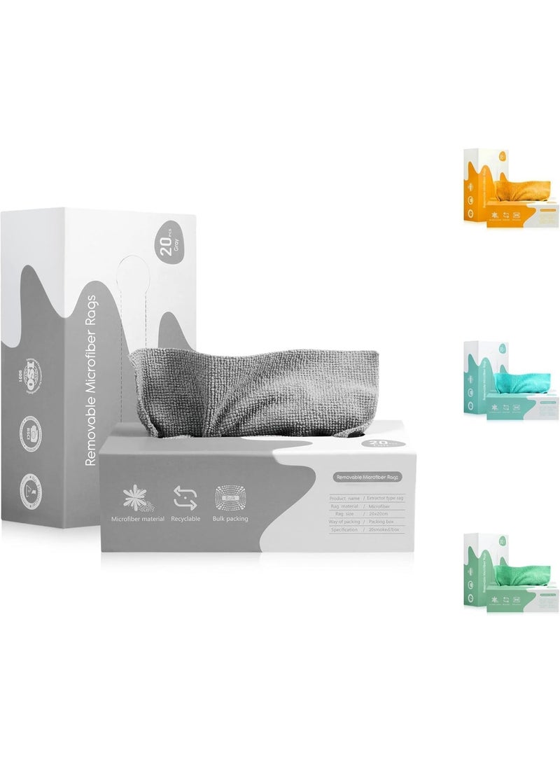 Meetion Microfiber Rags in A Box [1 Pack 20 Count] Cleaning Cloths Reusable Lint Free Strong Water and Oil Absorption [Assorted Colors - Package May Vary] - Image 1