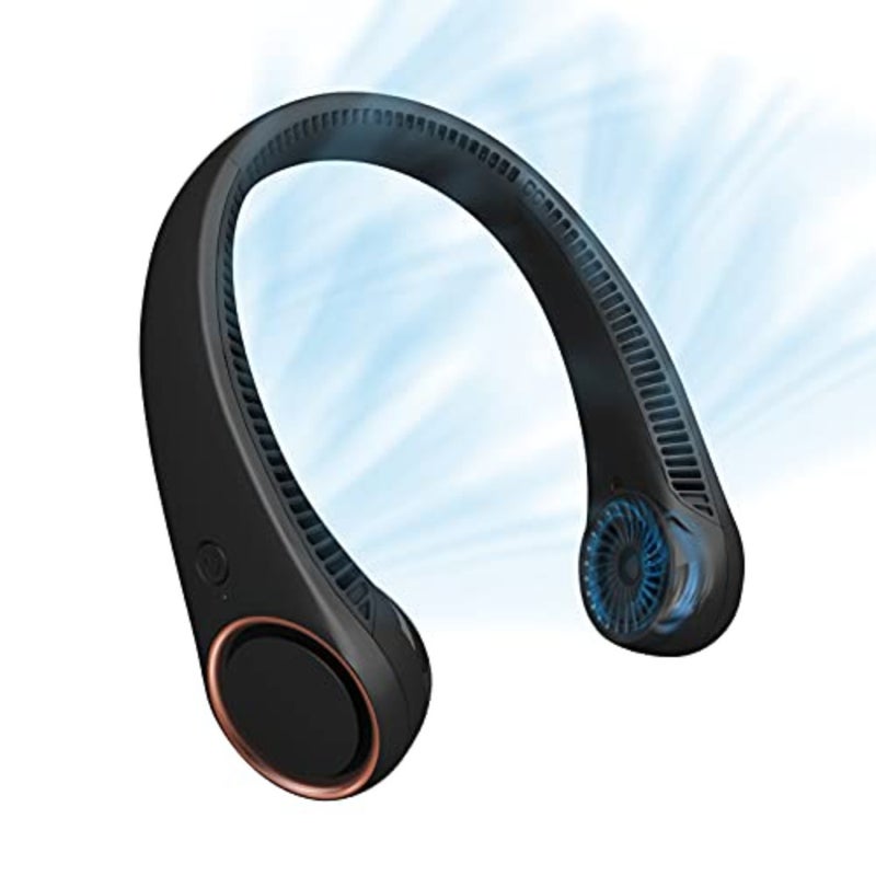 Neck Fan: Portable Personal Neck Cooling Rechargeable Bladeless Fan - Hands Free 3 Speed 4000 mAh Battery USB Operated Wearable Headphone Design - Gift for Men Women Outdoor - Image 1